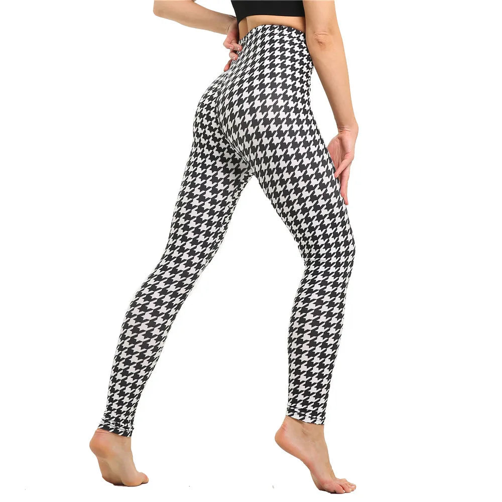 Black and White Vertical Striped Printed Leggings