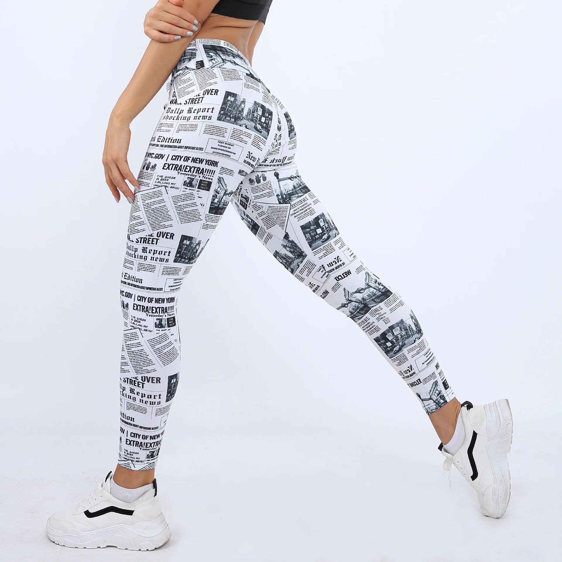 Newspaper Letter Print Streetwear Leggings