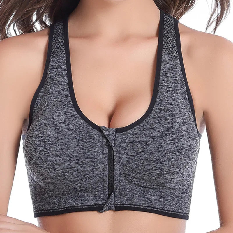 Zipper Push Up Sports Bra