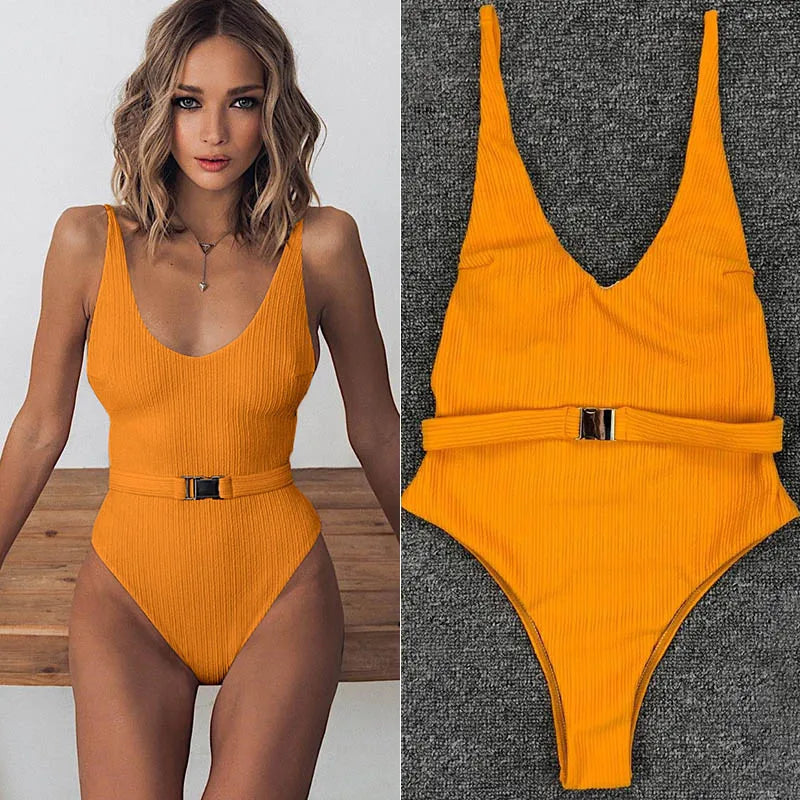 High Leg Monokini Push Up Swimsuit