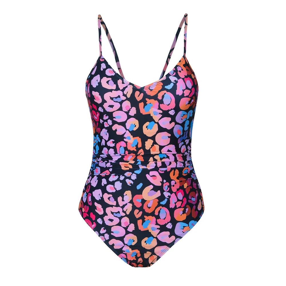 Colorful Leopard Print Swimsuit