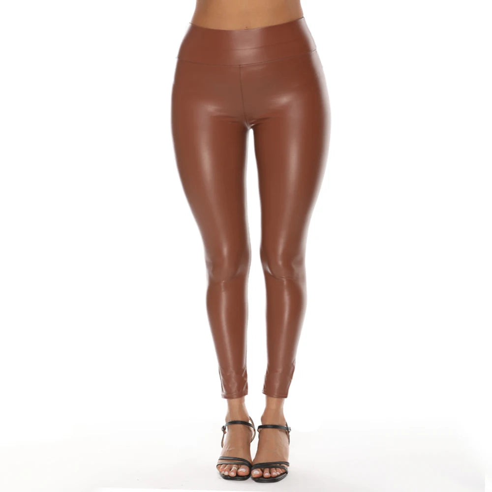 High Waist Push Up Leather Leggings