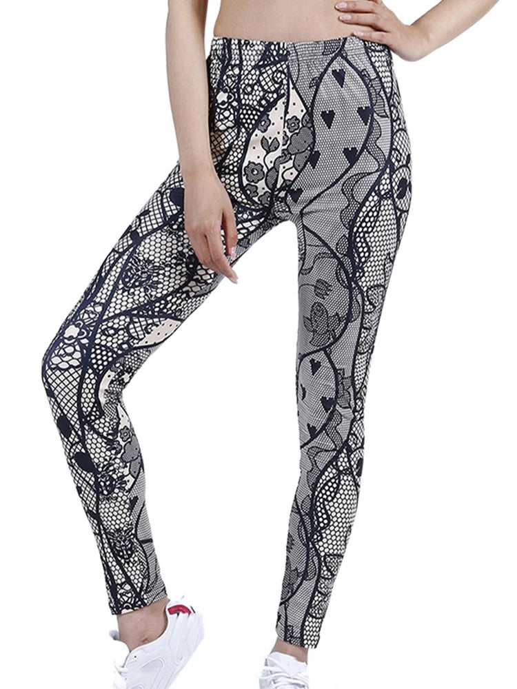 Black and White Vertical Striped Printed Leggings