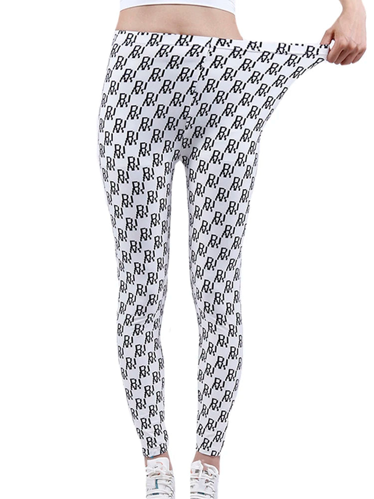 Black and White Vertical Striped Printed Leggings