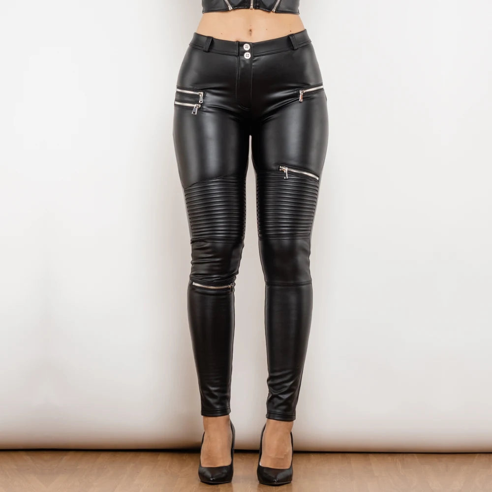 Punk Rock Low Waist Leather Leggings